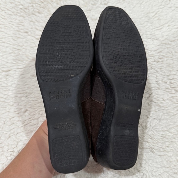 Stuart Weitzman Women's Brown Suede Slip On Wedge Comfort Loafers Sz 7 M Classic - Picture 4 of 10